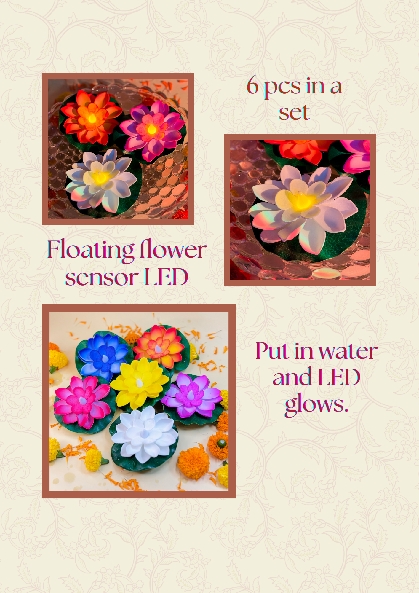 Blooming Aura LED diya (Set of 6)