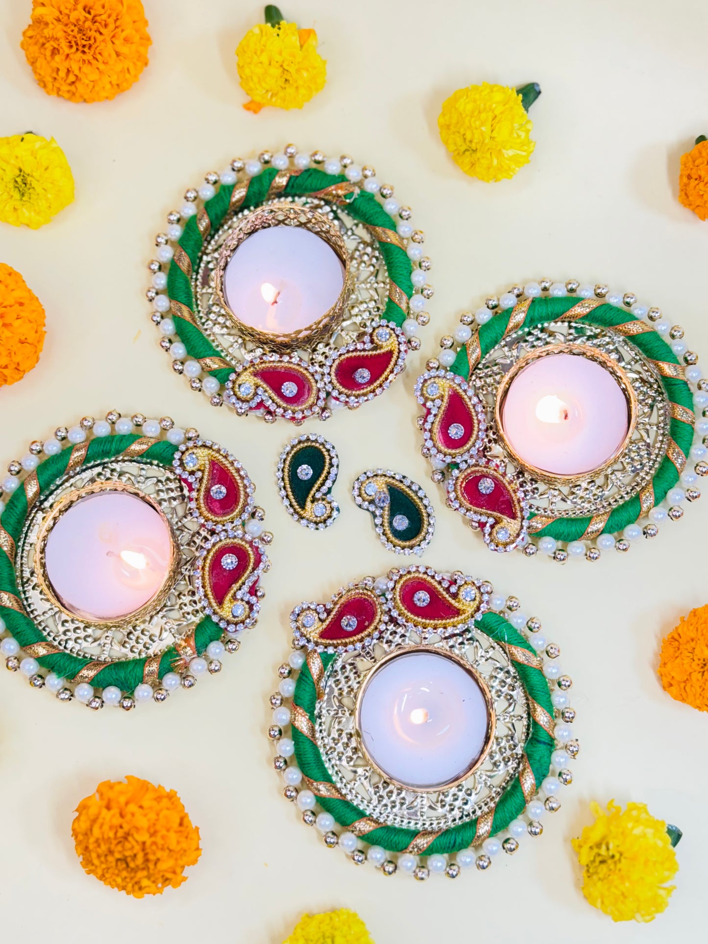 Diya Sangam tealight candle holder (Set of 4)