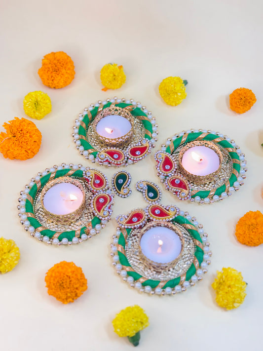 Diya Sangam tealight candle holder (Set of 4)