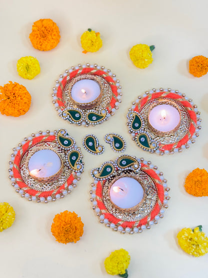 Diya Sangam tealight candle holder (Set of 4)